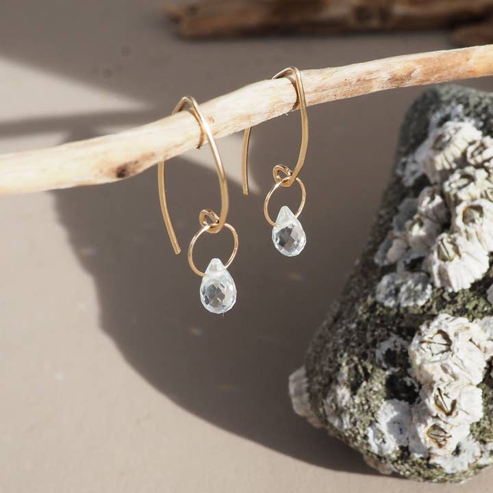 Aquamarine Droplet Earrings for wholesale by Britta Ambauen Jewelry