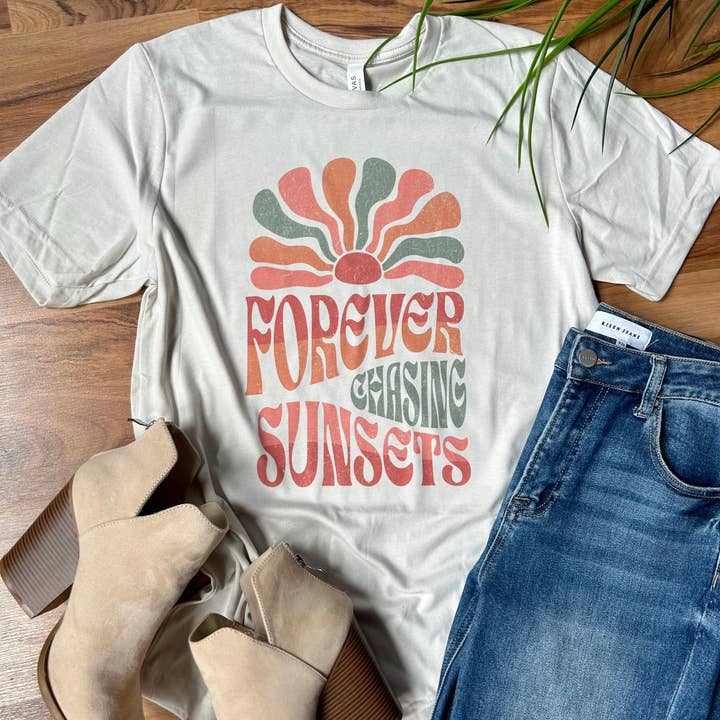 Forever Chasing Sunsets Graphic Tee for wholesale by Willow Poppy