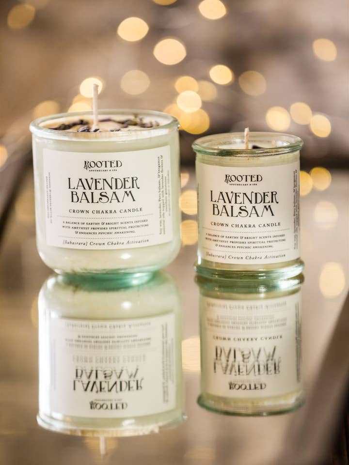 Vela de bálsamo de lavanda para venta al por mayor de Rooted Apothecary