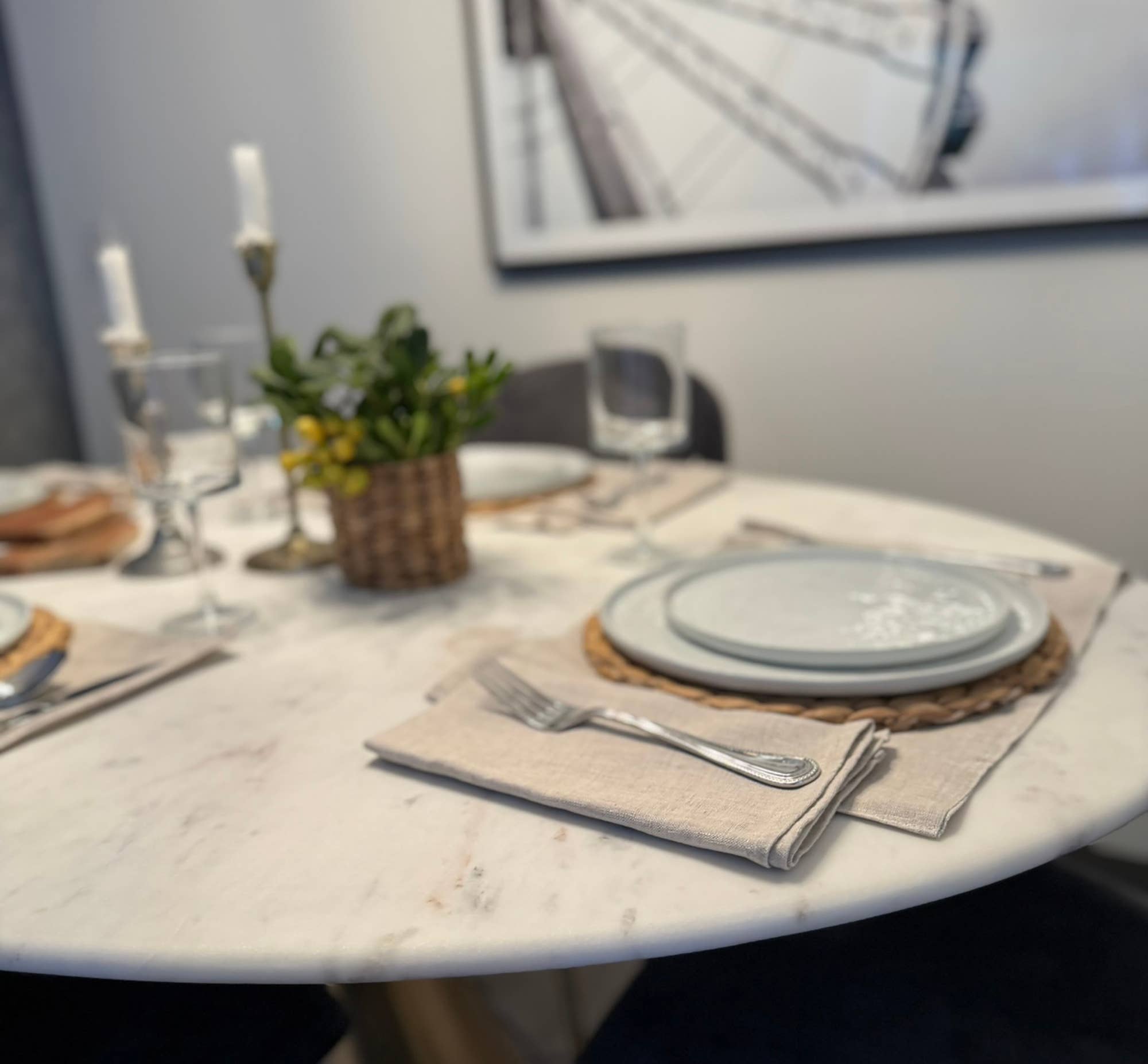 Andaluca - Wholesale Dinner & Cloth Napkin - Natural Linen Napkins Set of 4 Napkins4