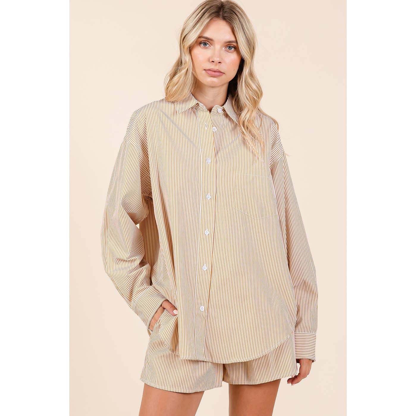 mittoshop - Wholesale Lounge Set - Women's - STRIPED SHIRT AND SHORTS SET19