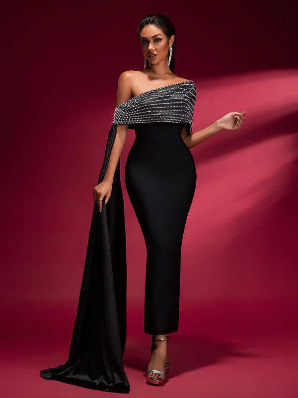 Fiona Secret Closet - Wholesale Gown - Women's - Halter Cutout Rhinestone Bandage Maxi Gown2