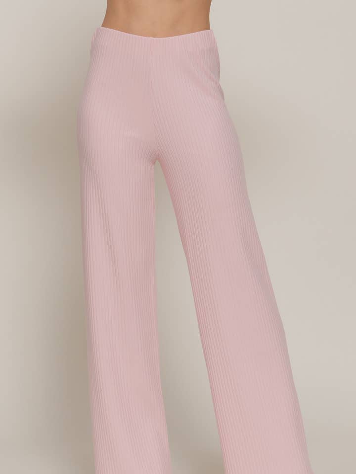 Inside Elastic Waistband Wide Rib Knit Pants for wholesale by Active Basic | Active USA