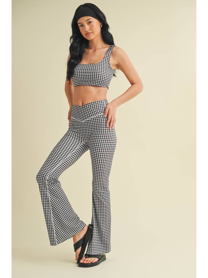 KIMBERLY C - Wholesale Sports Bra - Women's - Gingham Print Ruched Bra Top45