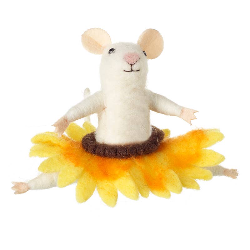 Heaven Sends – wholesale Decorative tabletop object – SUNFLOWER SKIRT FELT WOOL MOUSE0