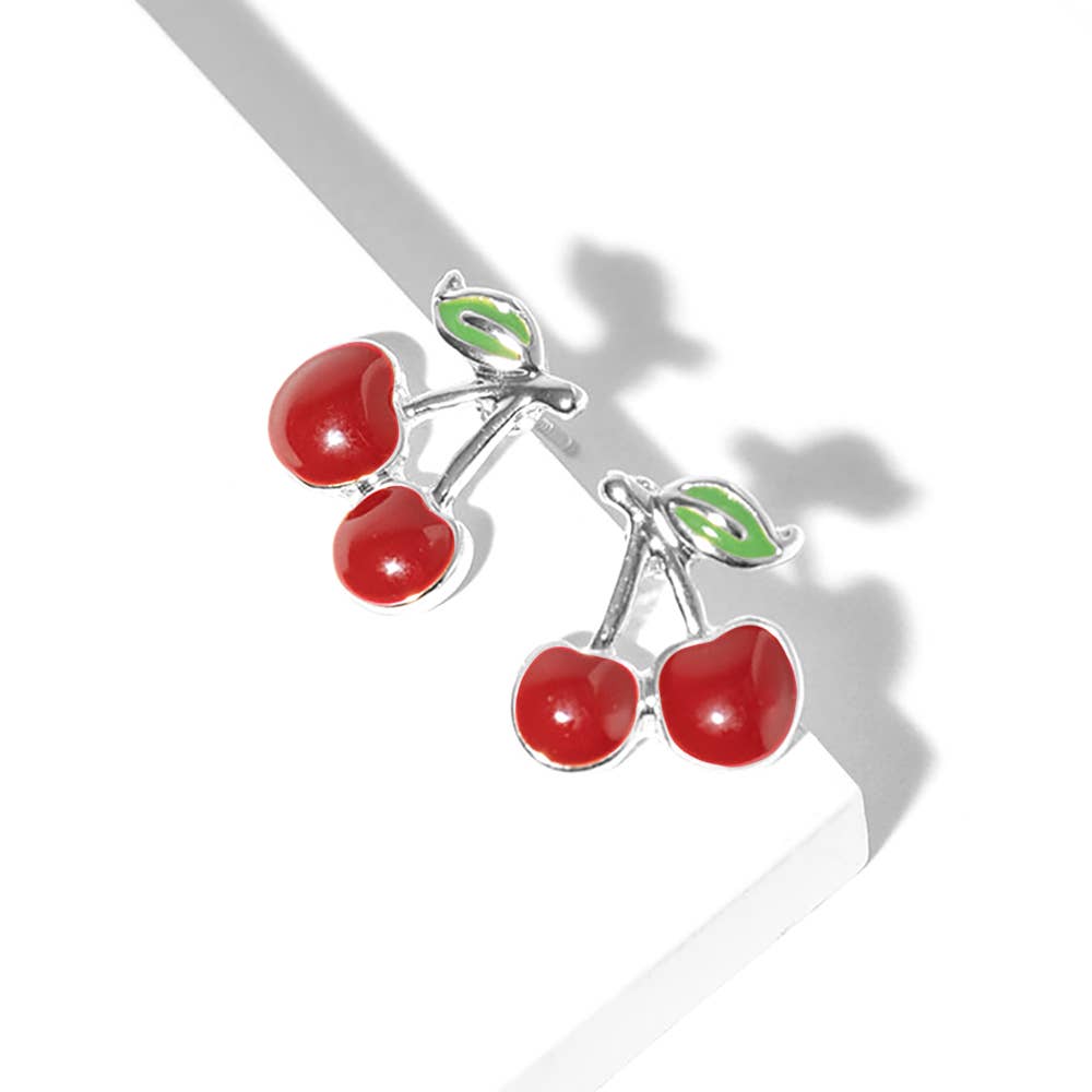 Sensibling Corp. – wholesale Stud/post earrings – Gold Dipped Enamel Cherry Stud Earrings4