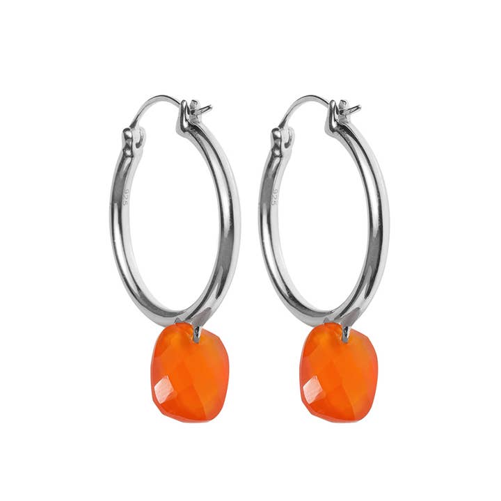 925 Silver Carnelian Solar Tread Hoop Earring for wholesale by Tiramisu