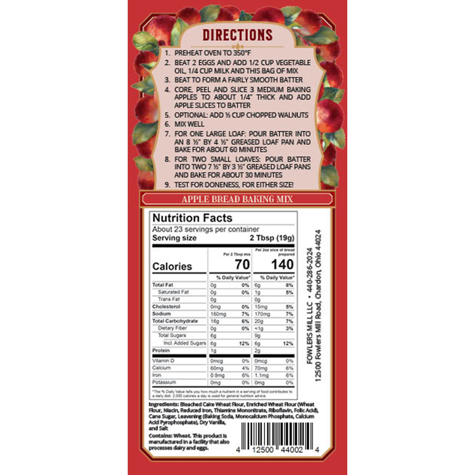 Fowler's Mill - Wholesale Bread Mix - Apple Bread Mix1