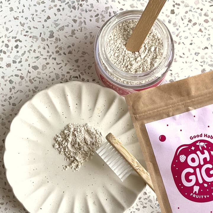 OHGIGI®️ – Großhandel Zahnpasta – Bio-Zahnpulver 'Fruity+ Brush', Nachfüllpackungen, 100 g