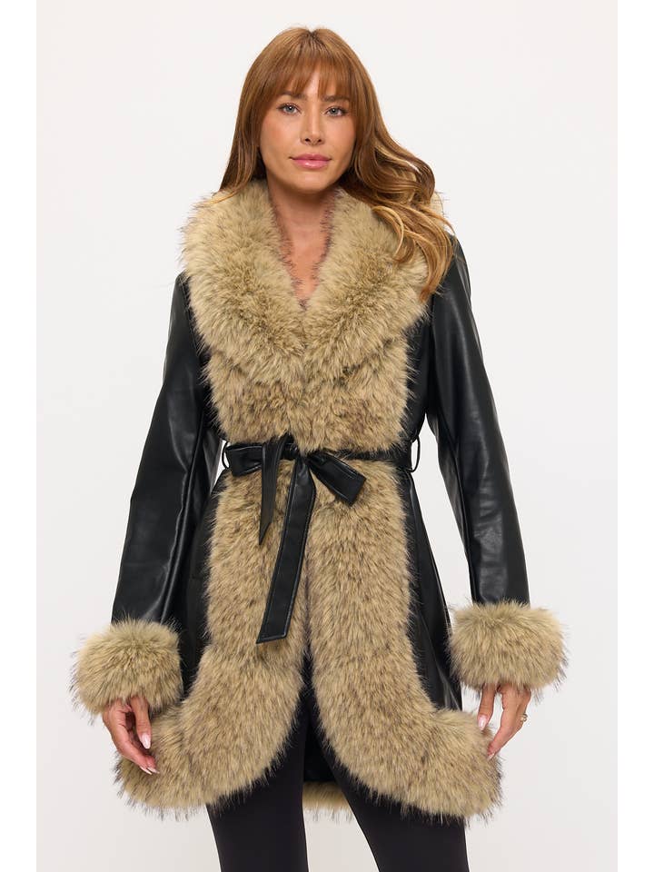 Coalition Apparel Inc – Engroshandel Pels-/kunstpelsfrakke - Dame – CLAPC0018: Boardwalk Luxe Kontrastfrakke