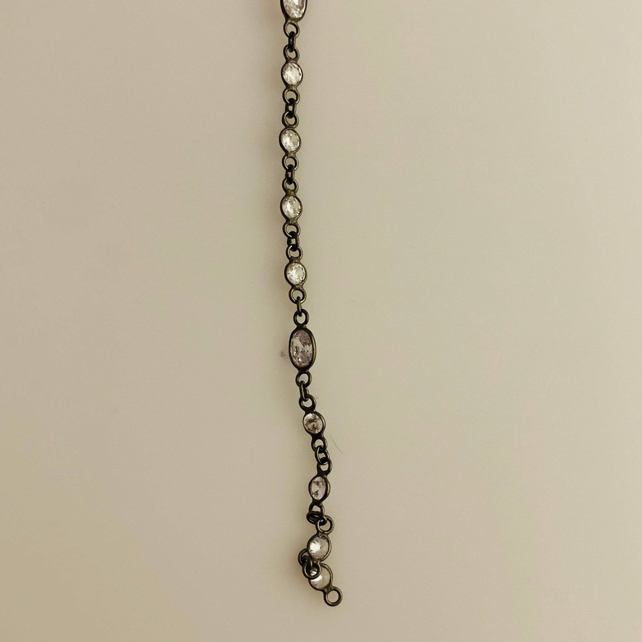 Purity Beads - Vendita all'ingrosso Collane a catena e maglie - Catena CZ, Catena Placcata in Metallo Canna di Fucile, Catena con Zirconia Cubica di Forma Rotonda da 4mm e Ovale da 9mm, 1 Piede.2