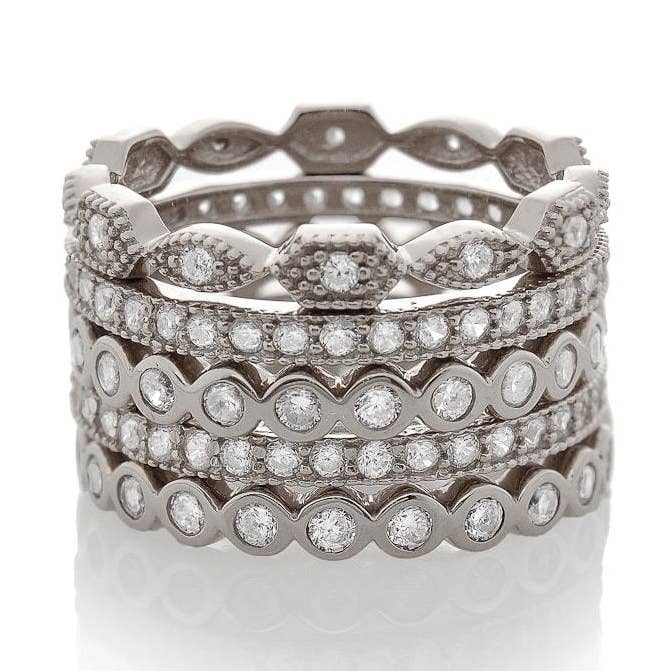 STACKED SHAPES RINGS, BLACK RHODIUM SS for wholesale by JEN HANSEN