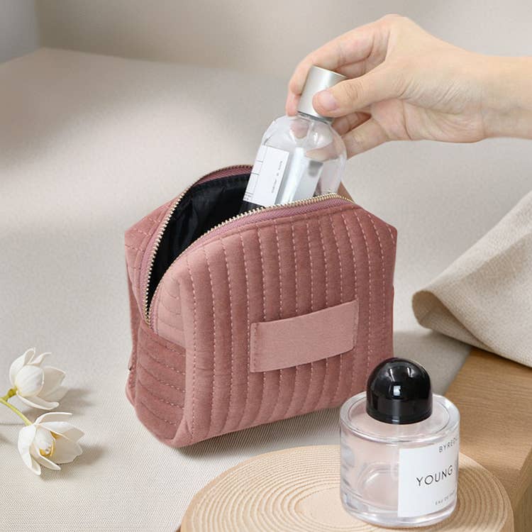Crave by FW - Vendita all'ingrosso Borsa per trucchi/cosmetici - Borsa cosmetica in velluto organizer da viaggio per trucchi2