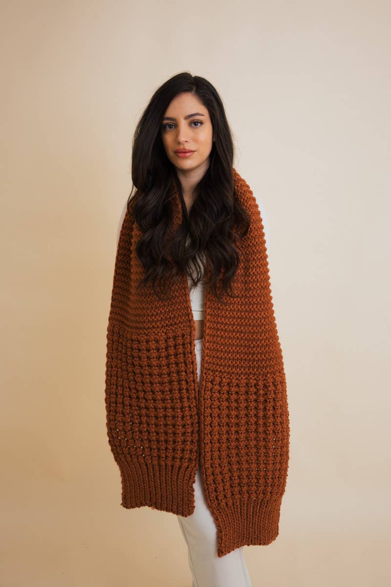 Leto Accessories - Wholesale Scarf - Unisex - Cozy Waffle Knit Edge Scarf - Winter Essential0