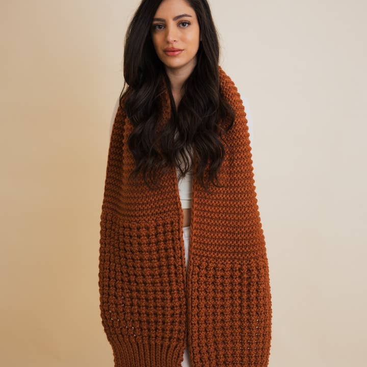 Leto Accessories - Wholesale Scarf - Unisex - Cozy Waffle Knit Edge Scarf - Winter Essential