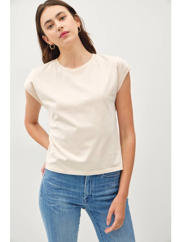 Be Cool - Wholesale T-Shirt - Women's - BASIC ACID WASH CAPPED SLEEVE TEE