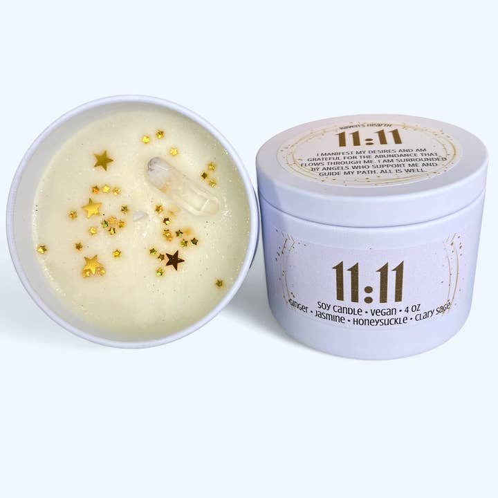 Raven’s Hearth - Venta al por mayor Vela aromática de viaje - 11:11 Vela | Madreselva y Jazmín | Número de Ángel | 113 g3