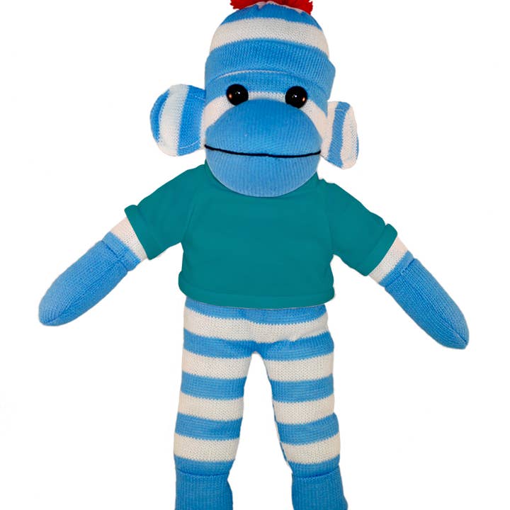 Plushland - Wholesale Stuffed/Plush Toy - Kids & Baby - Blue Sock Monkey Bean Bag animal 10"16