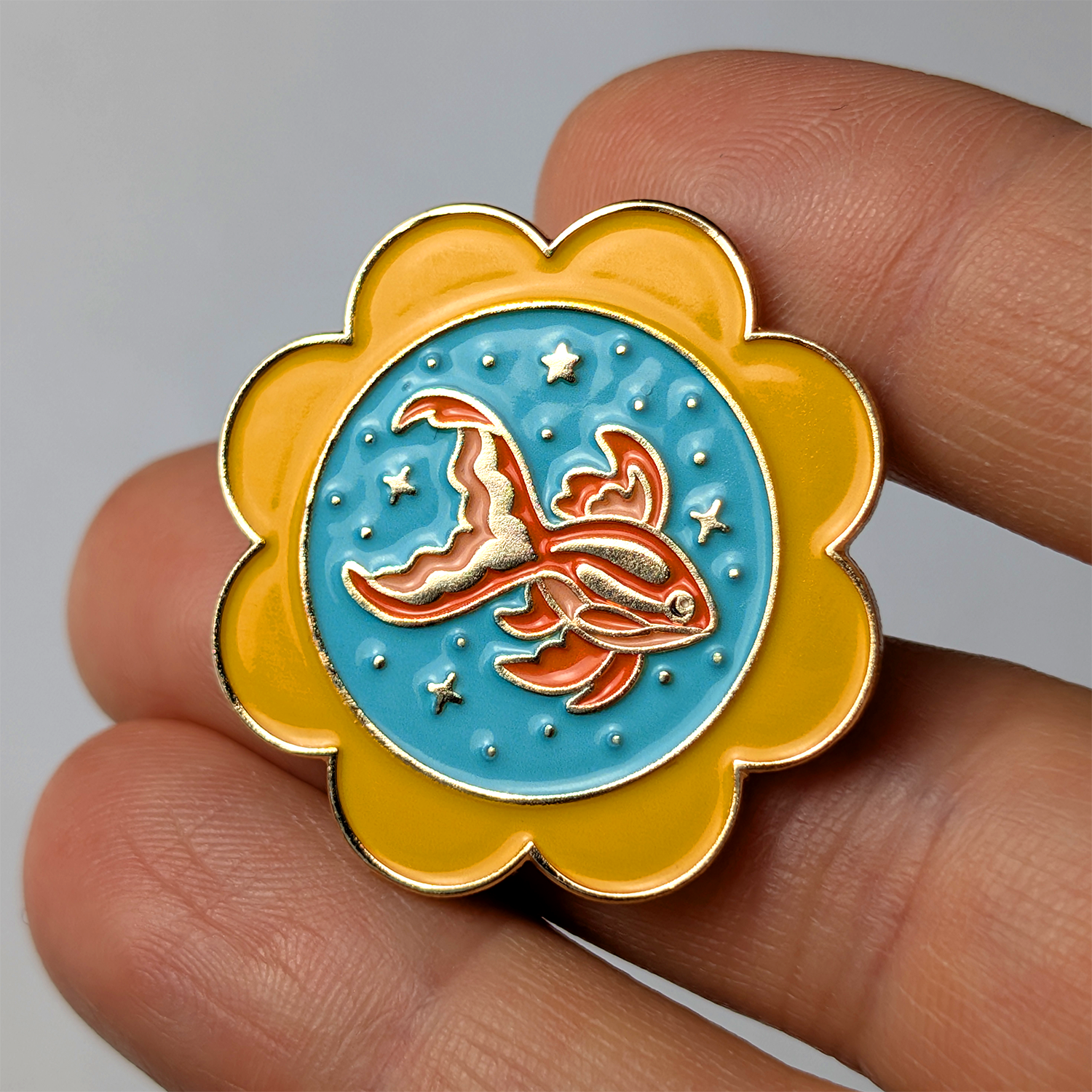 Wildkat Studio - Wholesale Lapel Pin/Button - Goldfish Gold Enamel Lapel Pin2