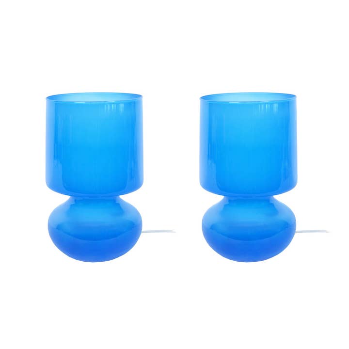 KATIA-LT2 - Lámpara de noche de cristal azul con forma de hongo para venta al por mayor de Tosel Shop