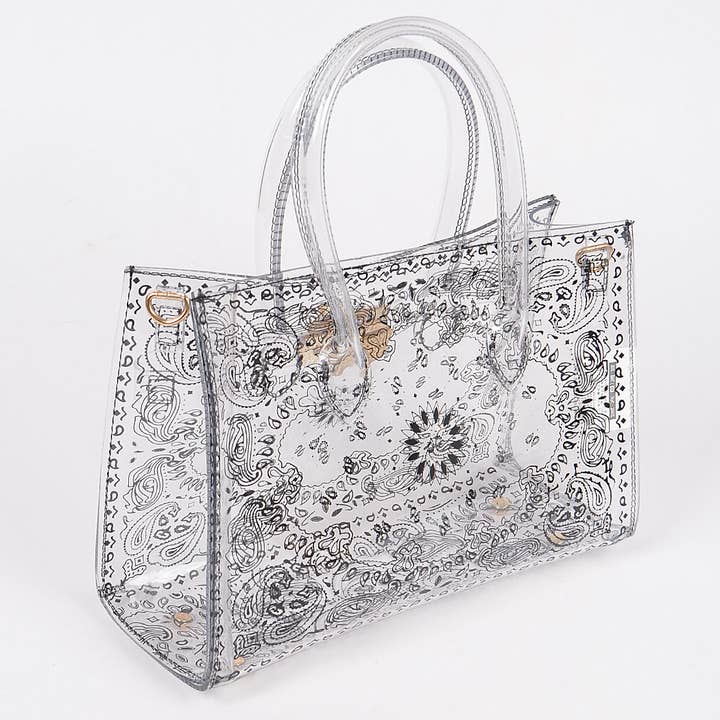 Clear Bandana Print Transparent Bag for wholesale on Faire