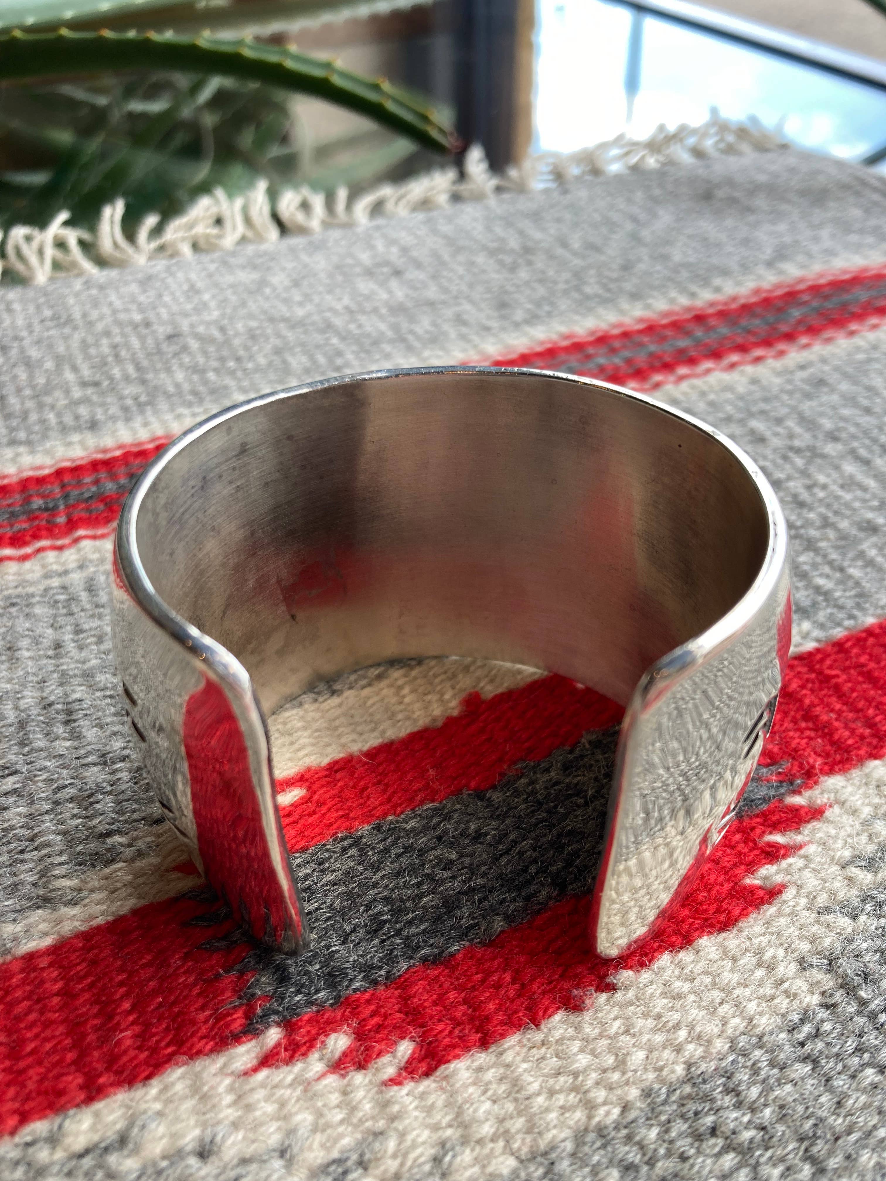 Rainbow Trading Post - Wholesale Cuff Bracelet - NATIVE AMERICAN NAVAJO BLUE WIND TURQUOISE INLAY BRACELET 2