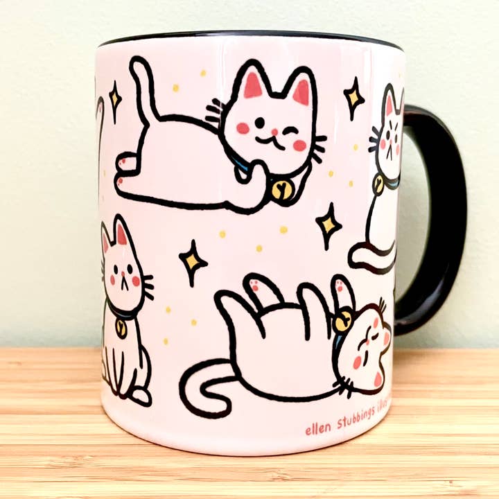 White Cat 11oz Mug for wholesale by Ellen Stubbings Illustration