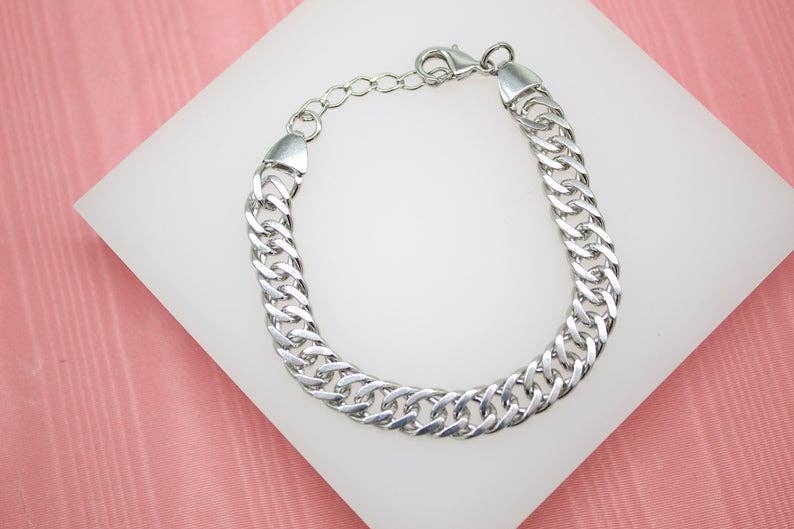 MIA Jewelry – wholesale Link & chain bracelet – 9mm Double Curb Cuban Link Bracelet Chain (I363)1