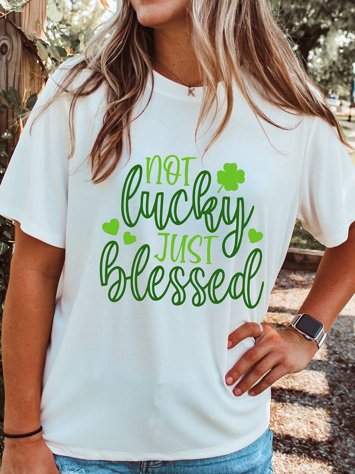 Camiseta gráfica branca St Patricks Não Luck Just Blessed por atacado de Lovesoft