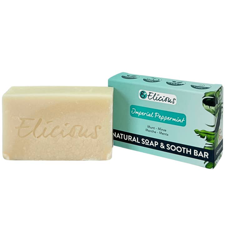Sapone naturale artigianale Imperial Peppermint 100g per la vendita all'ingrosso da parte di Elicious