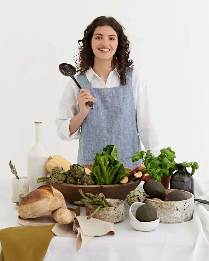 MagicLinen (We handle U.S. import procedures for you) - Wholesale Apron - Pinafore cross-back linen apron in various colors12