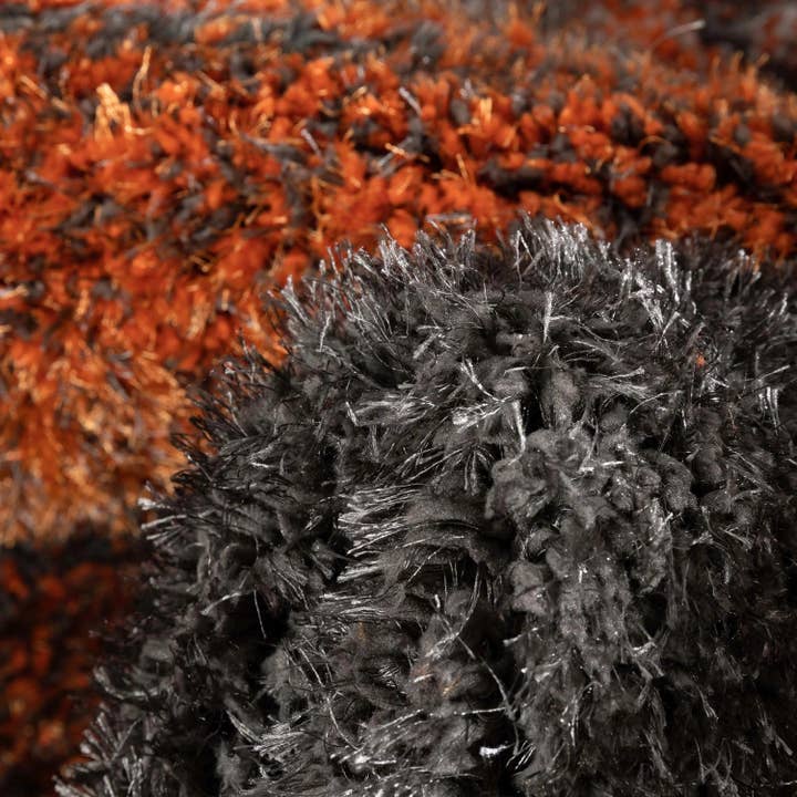 Well Woven - Wholesale Area rug - Luz Modern Geometric Grey Orange 3D Textured Thick & Soft Shag Rug1