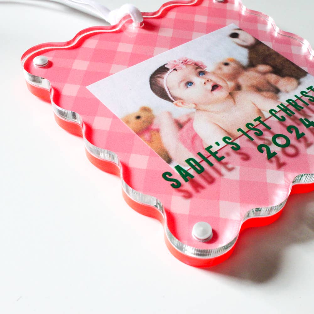 Clairebella Personalized Gifts & Pillows - Wholesale Ornament - Gingham Frame | Custom Photo Frame | Ornament Picture Frame8