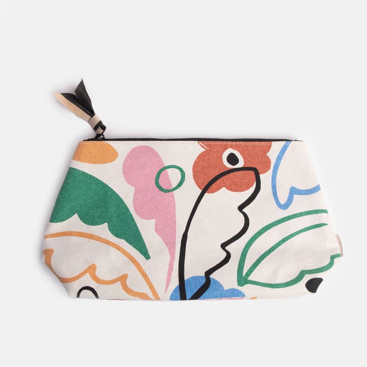 Caroline Gardner - Wholesale Makeup/Cosmetic Bag - Abstract Botanical Coated Canvas Beauty Bag
