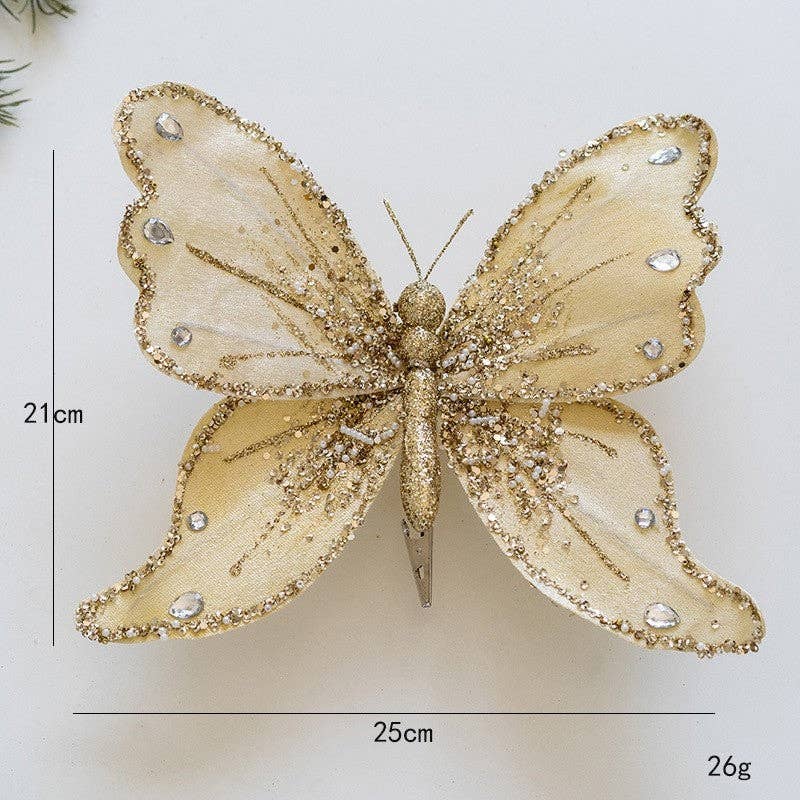 UZ Wholesale Store - Wholesale Ornament - High-End Fabric Glitter Butterfly Christmas Tree Ornament4