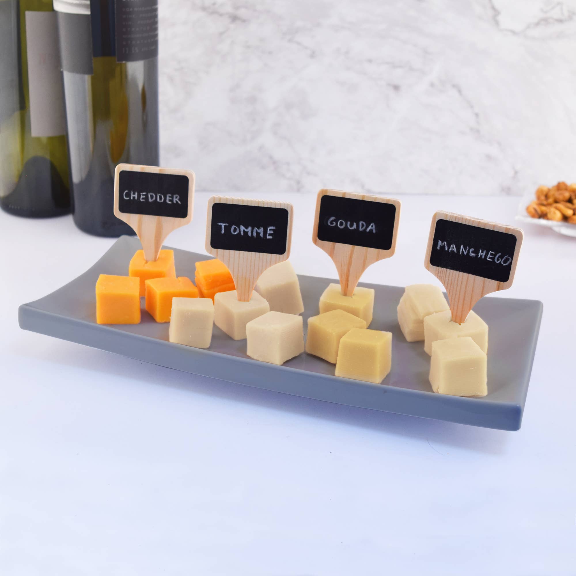 CUISIVIN - Wholesale Cheese Spreader - Bel-Air Wood Cheese Markers Set - 4pc +1 chalk2