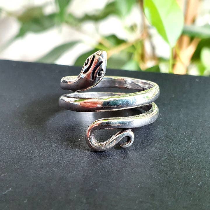 Kaali Boutique - Wholesale Band/Stacked Ring - Silver Snake Ring / Brass / Ethnic, Geometric, rustic, yoga, hippie, gypsy, pretty, psy, boho, bohemian, festival1