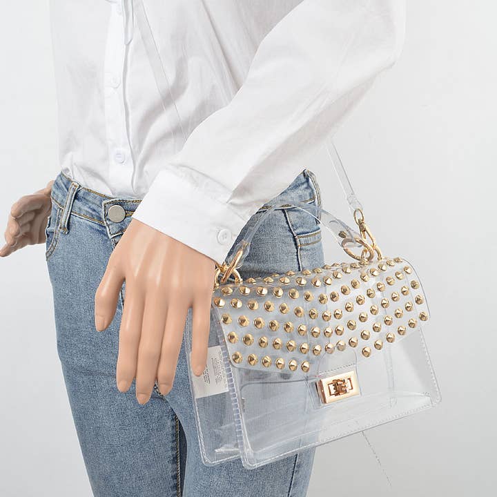 3AM BY H&D ACCESSORIES – wholesale Top handle bag – women's – Studded Transparent Top Handle Bag2