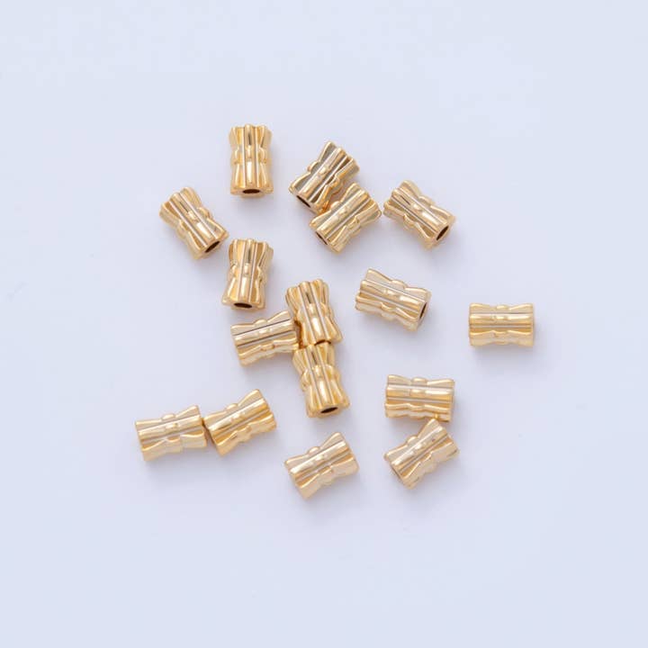 Aim Eternal - Venta al por mayor Cuentas - Juego de 10 Piezas de Separadores de Cuentas Tubulares Geométricas de 4mm Rellenas de Oro de 18K | B823