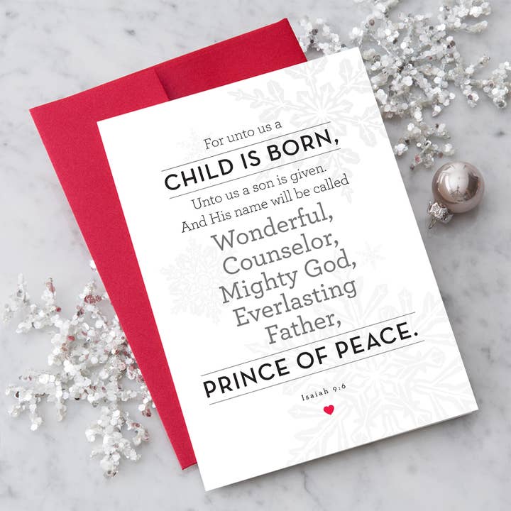 Design With Heart – Engroshandel Julekort – „For os fødes et barn - 8 boksede julekort