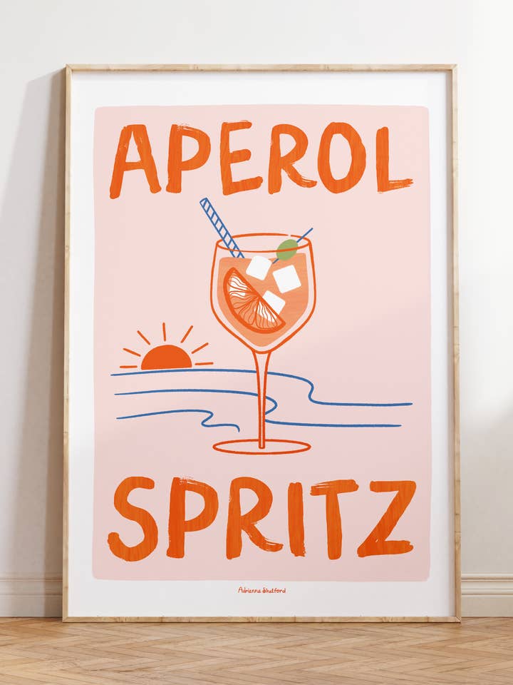Aperol Spritz Art Print | Aperol Art Print | Cocktail Decor for wholesale by Adrienne Shelford