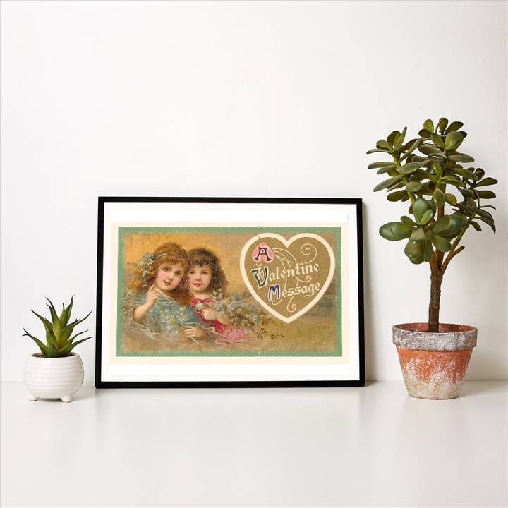 Found Image Press - Vendita all'ingrosso Stampa artistica - Stampa d'Arte VL-30 Un Messaggio di San Valentino, Due Bambini Vittoriani