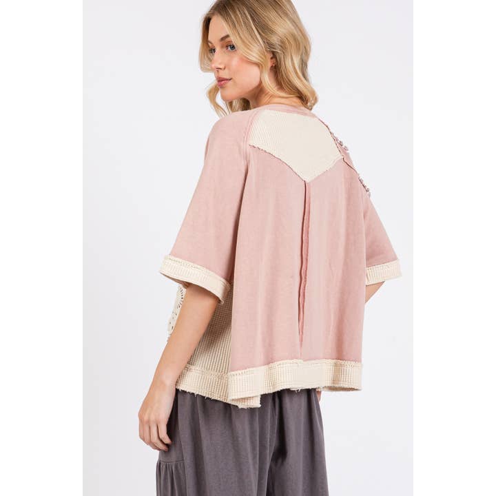 Sage VINTAGE CROCHET PATCHWORK TOP (ST7715) for wholesale on Faire10