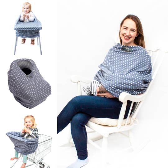 Multi-Use Breastfeeding Cover-White Star Cover Me - for wholesale by Cover Me Baby