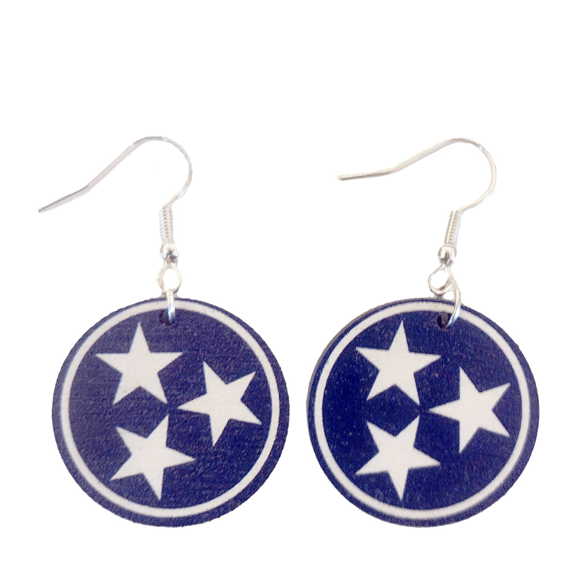 Buy Socks You All – Brincos de argola por atacado – Brincos Tri-Estrelas Azuis e Brancos Tennessee1