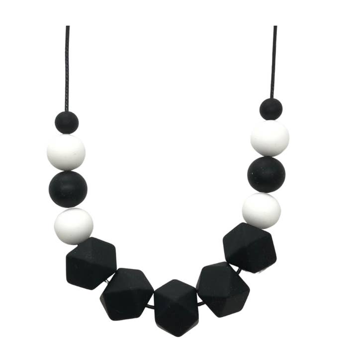 Teething Necklace - Chic B&W for wholesale by LouLou’s by Lourdes