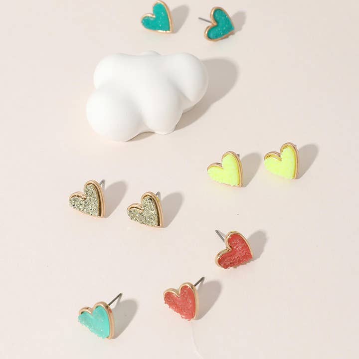 Druzy Ohrstecker Herz für den Großhandel von Sensibling Corp.