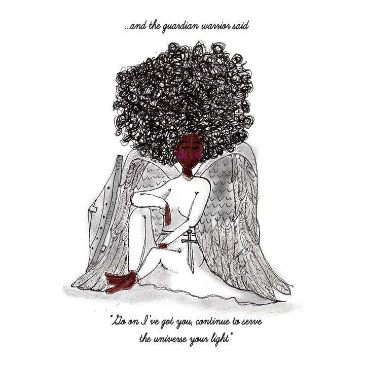 Carte Guardian Warrior BnW - A6 pour la vente par Little Feet's Opus, LLC