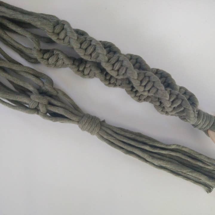 Spiral Macrame Plant Hanger - Bay Leaf for wholesale by Hedge Crafts By Kristina