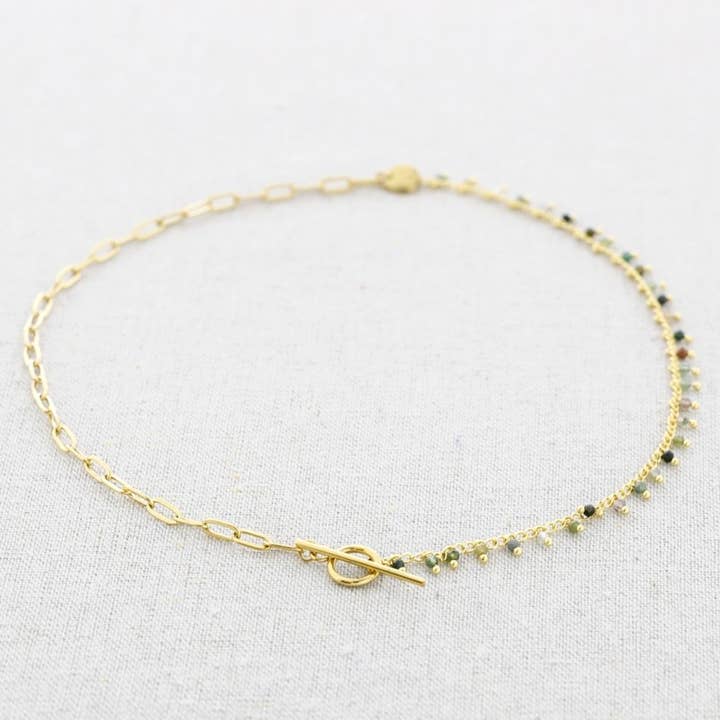 Collier Ras du Cou Acier Maillons Pierres pour la vente par Sonata